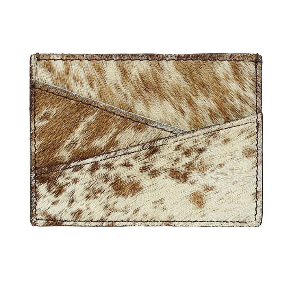 8029 Brun Credit-Card Holder Cotton + Fur Leather Bag S-3171